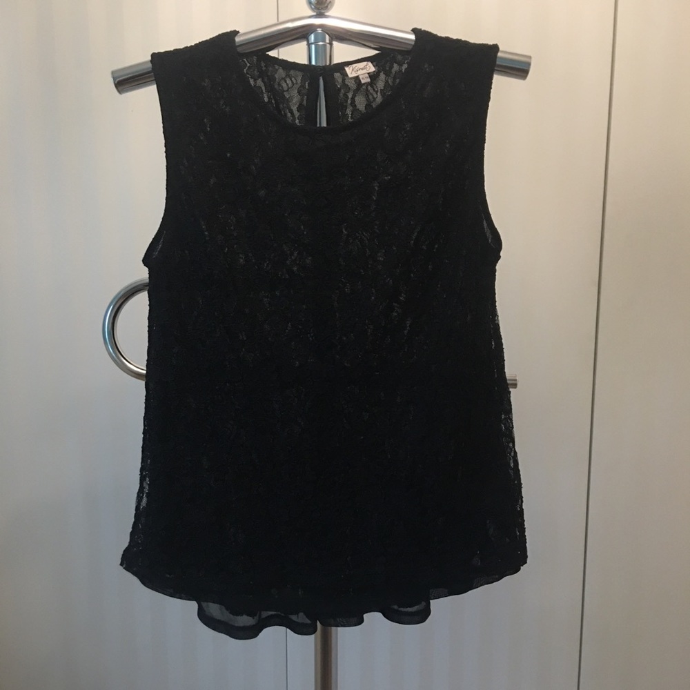 Kismet black lacy mesh tank blouse Size XL